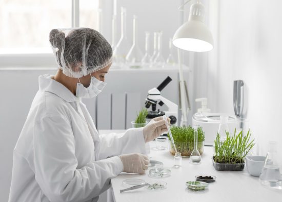 side-view-woman-experiment-sprout